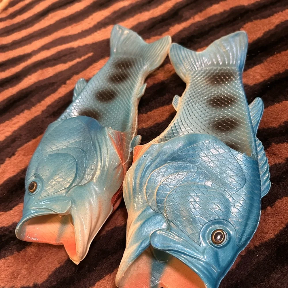Blue Fish Novelty Slip-On Aquarium Slippers